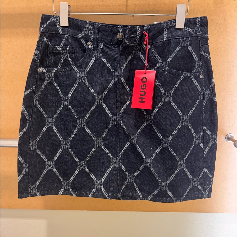 NEW HUGO Blue Mini Pencil Skirt for Night Out